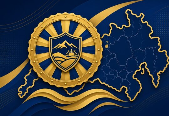 Abstract gold award shield with stylized Northern Mindanao map and star, no people