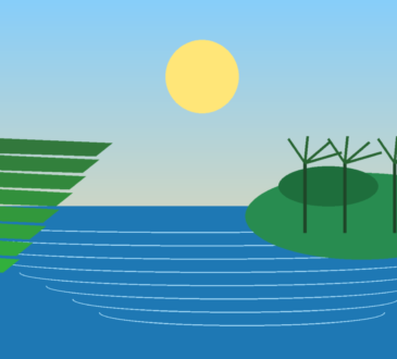 Illustrative Philippine tourism collage with rice terraces silhouette, tropical island and beach under a bright sky